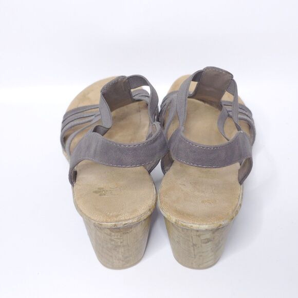 RIEKER Embellished Leather Stretchy Sandals Block Heel Taupe Sz 42 EU 10-10.5 US - Picture 5 of 9